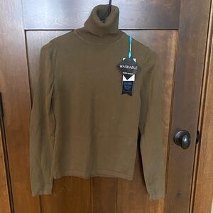 Elegant Olive Green Turtleneck Sweater